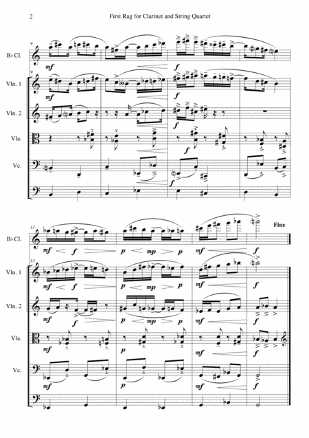 First Rag For Clarinet And String Quartet Page 2