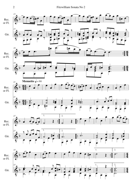 Fitzwilliam Sonata For Alto Recorder Or Flute And Guitar Page 2