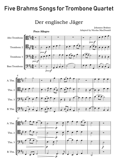 Five Brahms Songs For Trombone Quartet Page 2