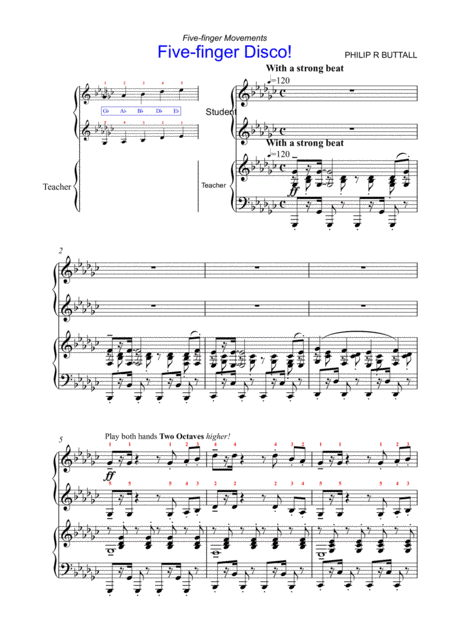 Five Finger Disco Piano Duet Four Hands Page 2