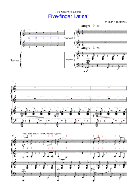 Five Finger Latina Piano Duet Four Hands Page 2