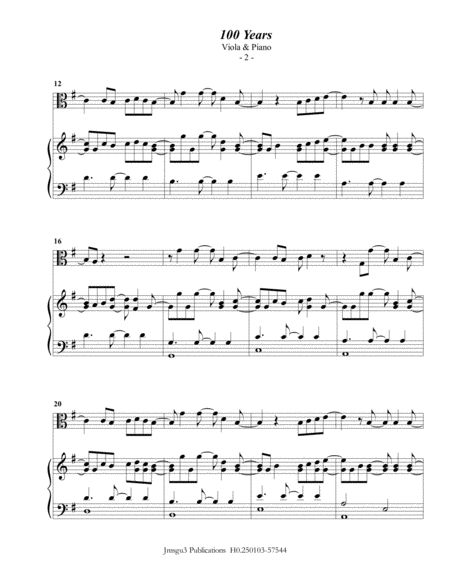 Five For Fighting 100 Years For Viola Piano Page 2