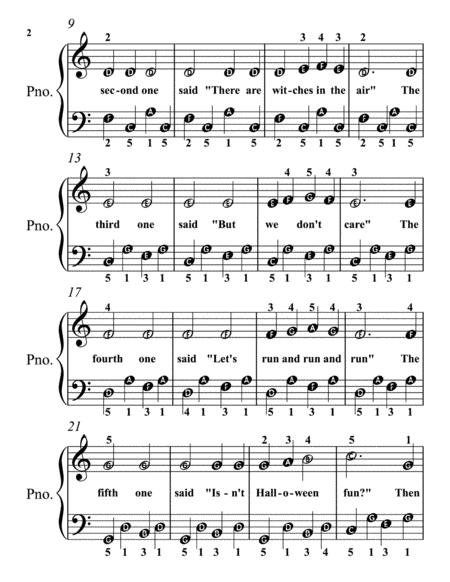 Five Little Pumpkins Easy Piano Sheet Music Page 2