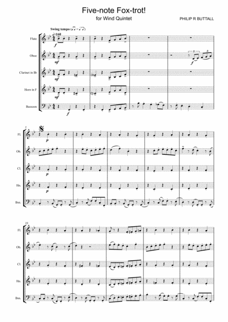 Five Note Fox Trot Wind Quintet Score Page 2