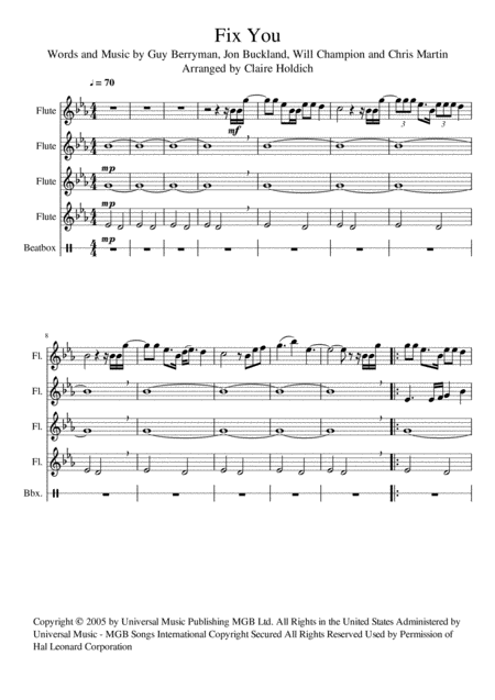 Fix You Beatbox Flute Quartet Page 2