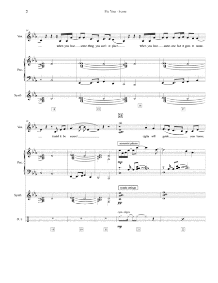 Fix You Rhythm Section For Satb Choral Arrangement Page 2