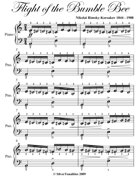 Flight Of The Bumble Bee Easy Piano Sheet Music Page 2