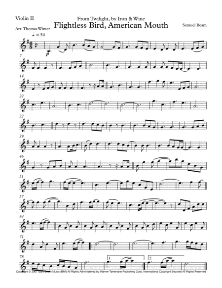 Flightless Bird American Mouth String Quartet Trio Duo Or Solo Violin Page 2