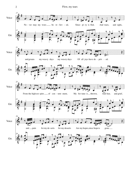 Flow My Tears By John Dowland Transposed To E Minor For Alto Or Baritone And Guitar Page 2