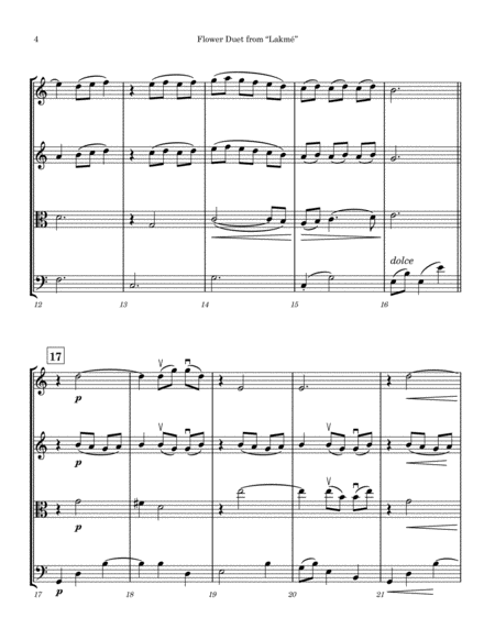 Flower Duet From Lakm For String Quartet Page 2