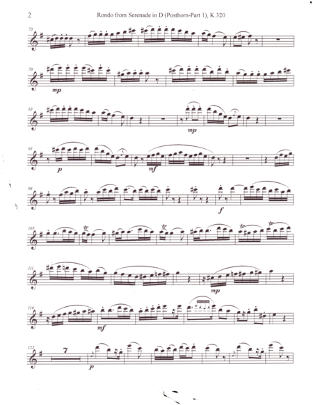 Flute Quartet Arrangement Of Rondo From Serenade In D Posthorn Part 1 Page 2