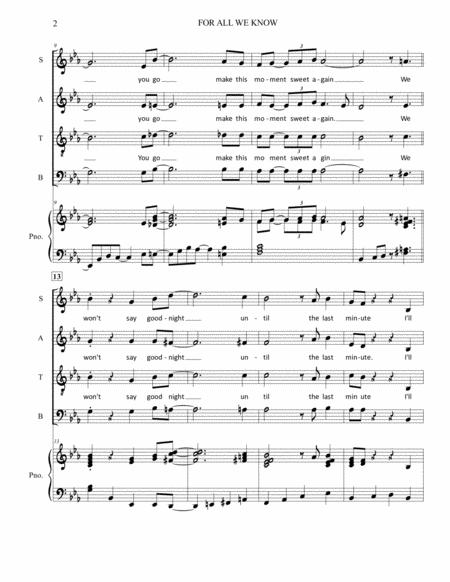 For All We Know Swing Ballad Satb Piano Page 2