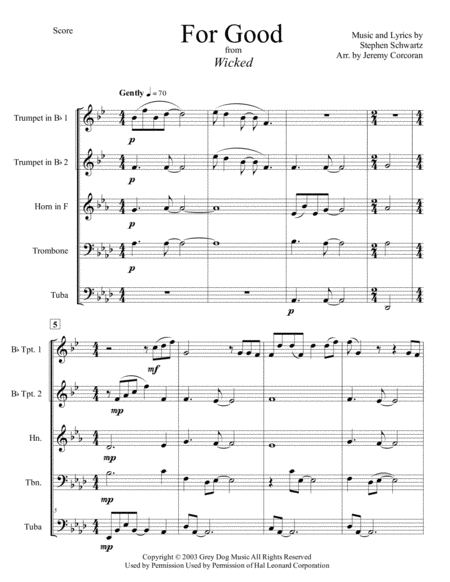 For Good From Wicked For Brass Quintet Page 2