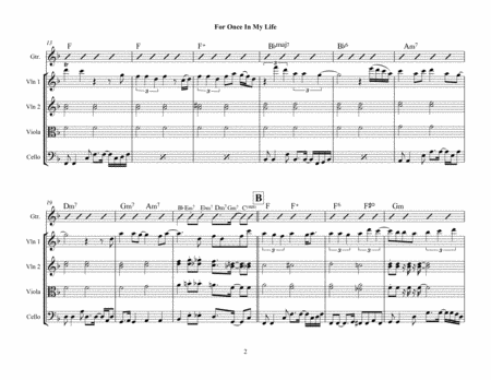 For Once In My Life String Quartet Guitar Page 2