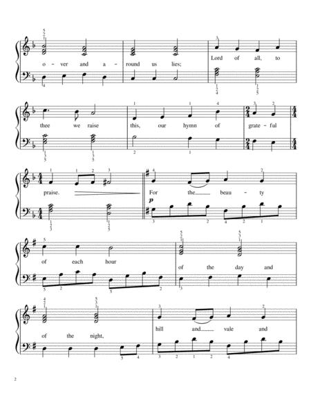 For The Beauty Of The Earth Easy Piano Page 2