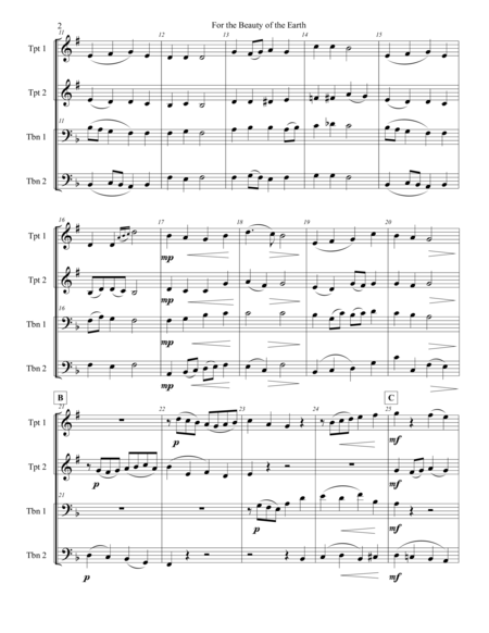 For The Beauty Of The Earth Fantasy On A Tune By Conrad Kocher For Brass Quartet Page 2