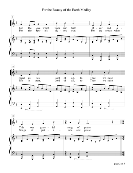 For The Beauty Of The Earth Medley For Unison Choir Page 2