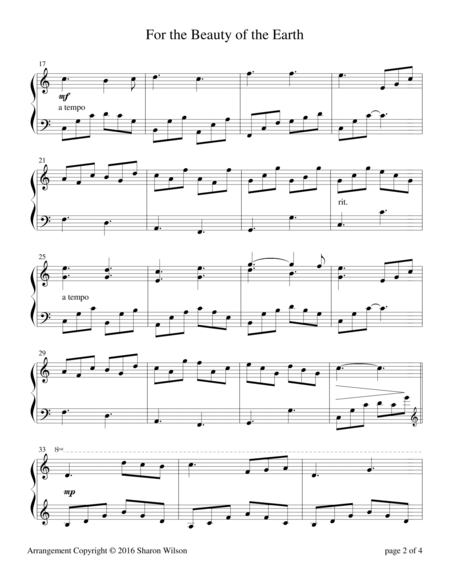 For The Beauty Of The Earth Piano Solo Page 2