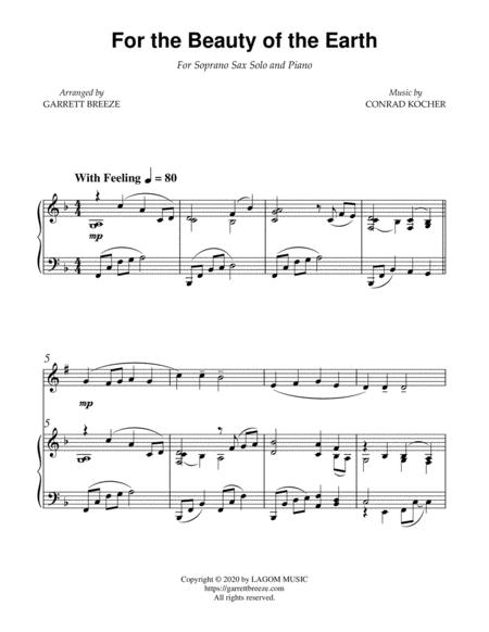 For The Beauty Of The Earth Solo Soprano Sax Piano Page 2