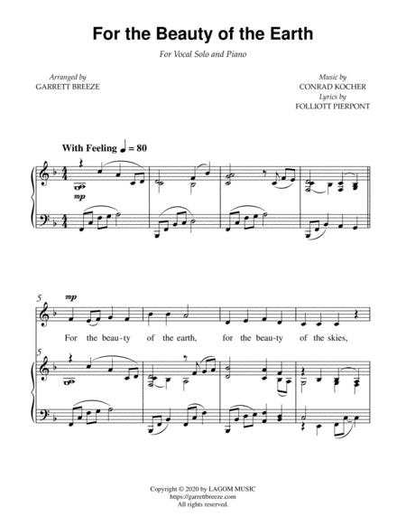 For The Beauty Of The Earth Vocal Solo Piano Page 2