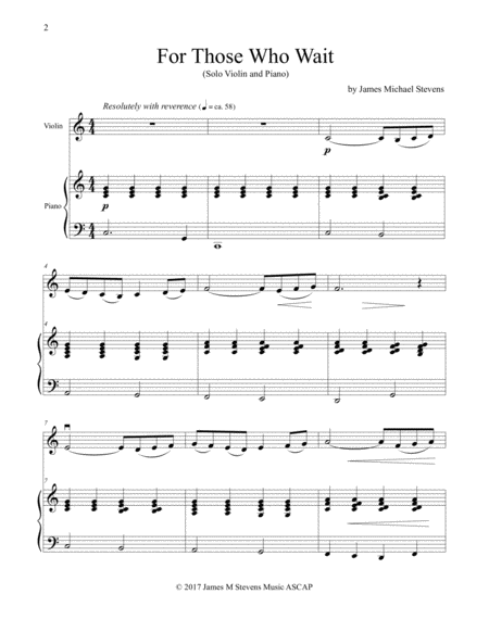 For Those Who Wait Solo Violin Piano Page 2
