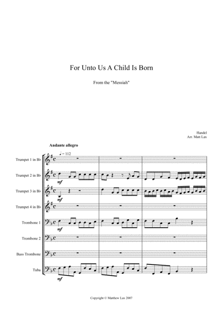 For Unto Us Brass Octet Page 2