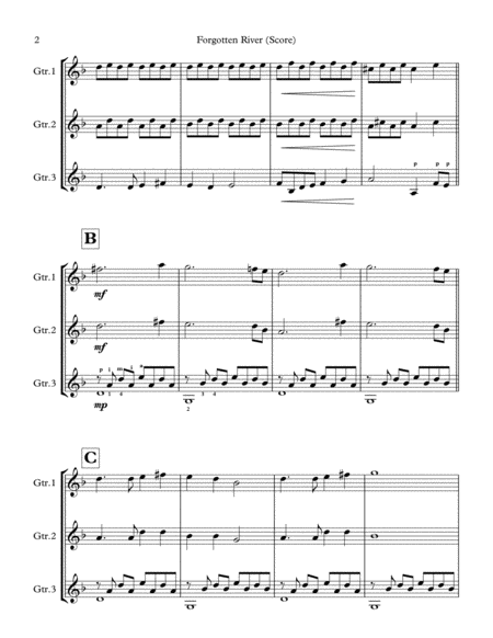 Forgotten River Guitar Trio Score Parts Page 2