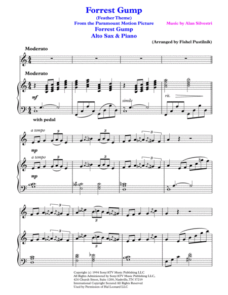 Forrest Gump Main Theme For Alto Sax And Piano Jazz Pop Version Page 2