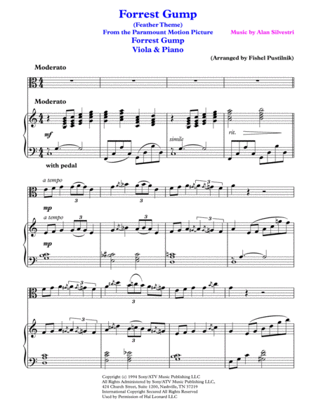 Forrest Gump Main Theme For Viola And Piano Jazz Pop Version Page 2