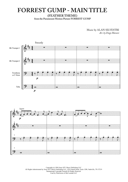 Forrest Gump Main Title Feather Theme For Brass Quartet Page 2