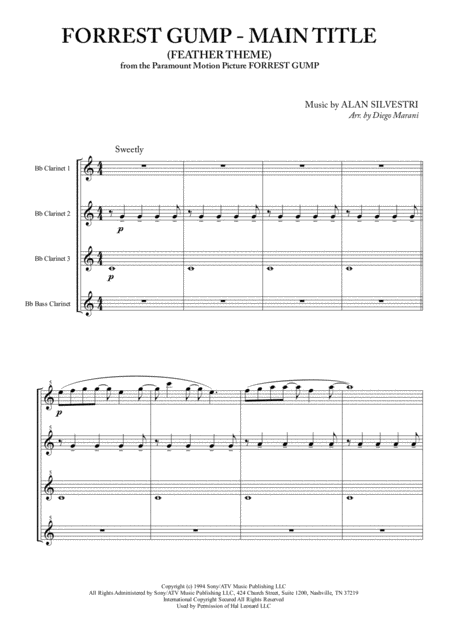 Forrest Gump Main Title Feather Theme For Clarinet Quartet Page 2