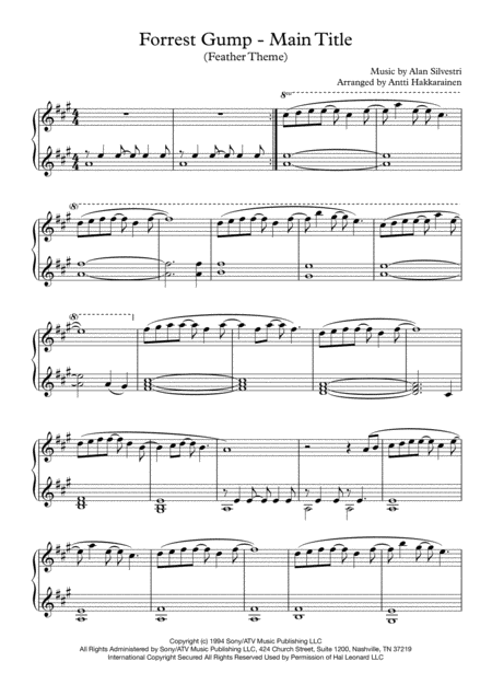 Forrest Gump Main Title Feather Theme For Piano Page 2