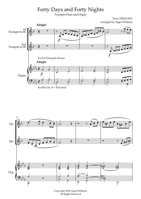 Forty Days And Forty Nights For Trumpet Duet And Organ Page 2