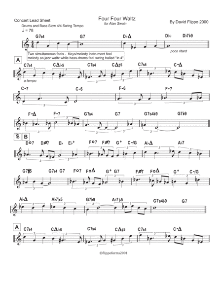 Four Four Waltz Lead Sheets In C Bb And Eb Page 2