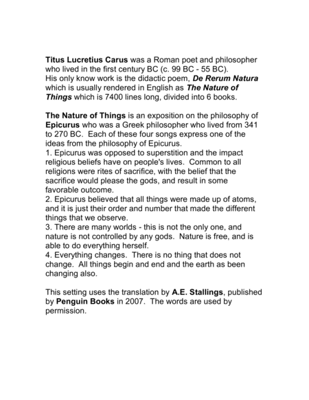 Four Lucretius Songs From De Rerum Natura The Nature Of Things For Satb Tenor Solo And Piano Page 2