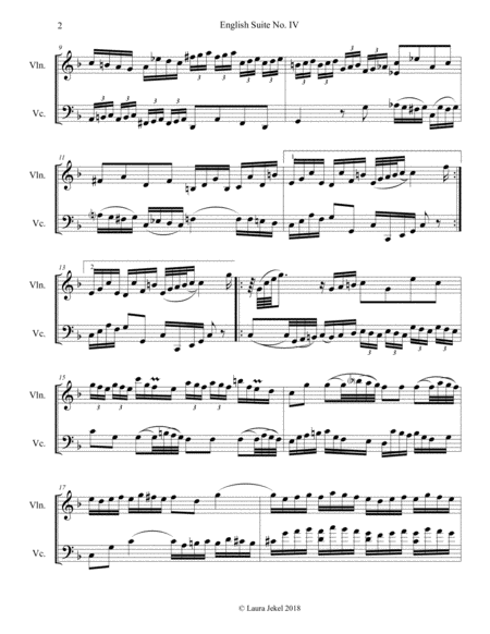 Four Movements From Js Bachs English Suites For Violin And Cello Duo Page 2