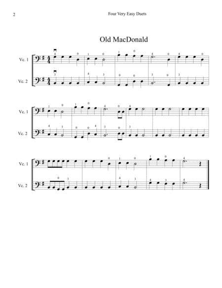 Four Very Simple Cello Duets For Beginners Twinkle French Folk Song Old Macdonald Bingo Page 2