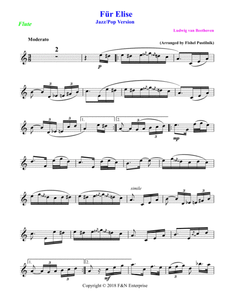 Fr Elise For Flute With Background Track Jazz Pop Version Page 2