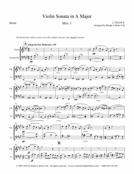 Franck Violin Sonata Mvt I Violin Cello Duet Page 2