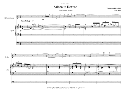 Frederick Frahm Adoro Te Devote For Bb Soprano Or Tenor Saxophone And Organ Page 2