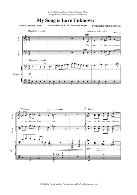 Frederick Frahm My Song Is Love Unknown For Satb Chorus And Organ Page 2