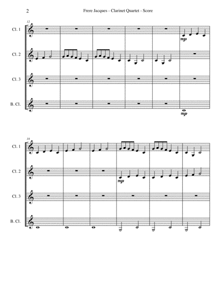 Frere Jacques For Clarinet Quartet Page 2