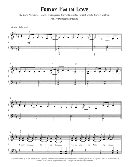 Friday I M In Love Early Intermediate Piano Page 2