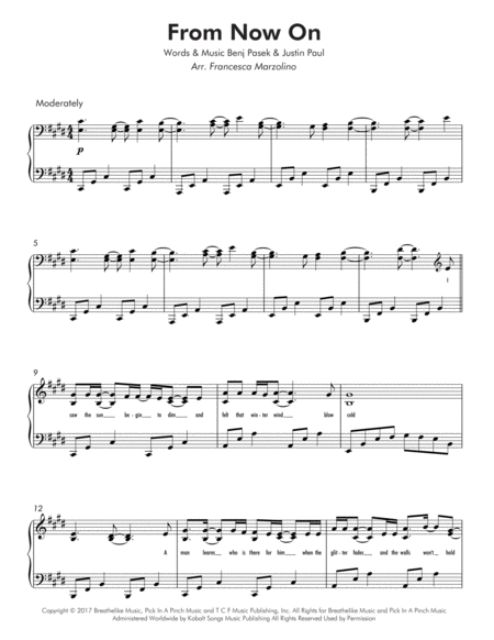 From Now On From The Greatest Showman Intermediate Piano Page 2