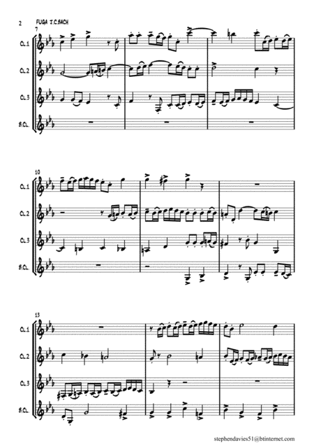 Fuga From 6 Sonatas For Piano By Johann Christian Bach For Clarinet Quartet Page 2