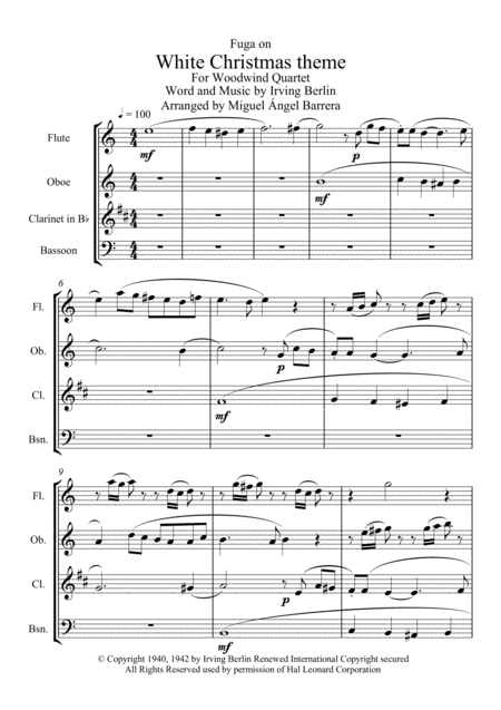 Fuga On White Christmas Theme For Woodwind Quartet Page 2