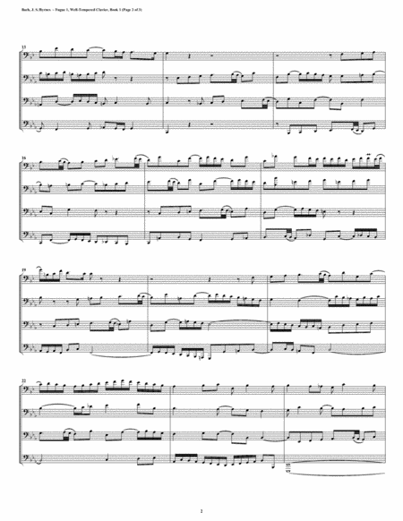 Fugue 01 From Well Tempered Clavier Book 1 Trombone Quartet Page 2