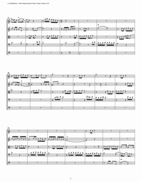 Fugue 01 From Well Tempered Clavier Book 2 String Quintet Page 2