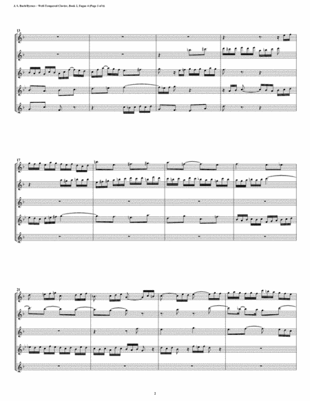 Fugue 04 From Well Tempered Clavier Book 2 Flute Quintet Page 2