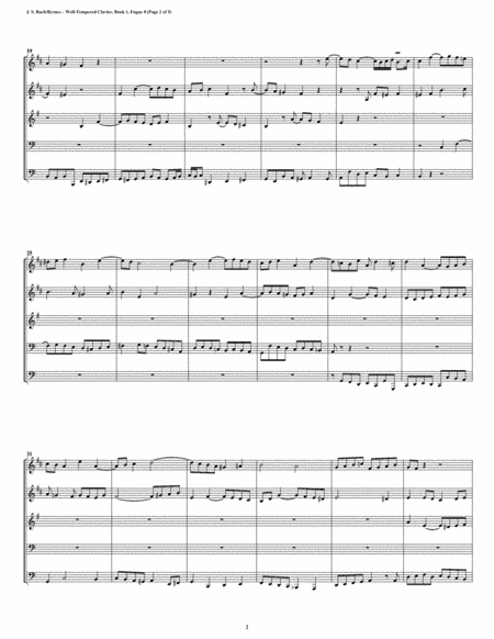 Fugue 08 From Well Tempered Clavier Book 1 Conical Brass Quintet Page 2